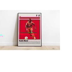 digital poster of sadio mane poster for sports fan wall art for soccer fans modern sports decor for bedroom & office dig
