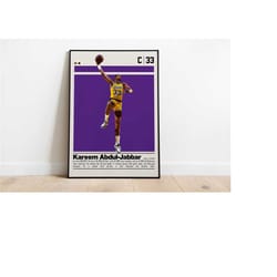 digital poster of kareem abdul-jabar poster for sport fan wall art for basketball fan modern sport decor for bedroom & o