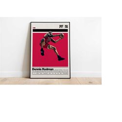 digital poster of dennis rodman poster for sports fan wall art for basketball fans modern sports decor for bedroom & off