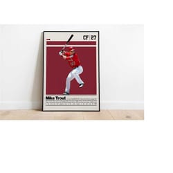 digital poster of mike trout poster for sports fan wall art for baseball fans modern sports decor for bedroom & office d