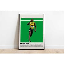 digital poster of usain bolt poster for sports fan wall art for sprint running fan modern sports decor for bedroom & off