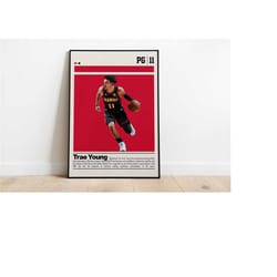 digital poster of trae young poster for sports fan wall art for basketball fans modern sports decor for bedroom & office