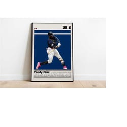 digital poster of yandy diaz poster for sports fan wall art for baseball fans modern sports decor for bedroom & office d