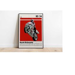 digital poster of kevin schwantz poster for sports fan wall art for motogp fans modern sports decor for bedroom & office