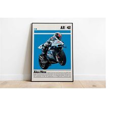 digital poster of alex rins poster for sports fan wall art for motogp fans modern sports decor for bedroom & office digi