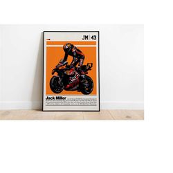 digital poster of jack miller poster for sports fan wall art for motogp fans modern sports decor for bedroom & office di