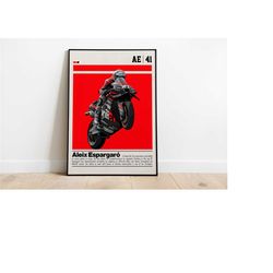 digital poster of aleix espargaro poster for sports fan wall art for motogp fans modern sports decor for bedroom & offic