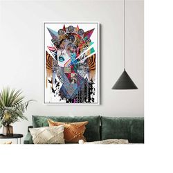 abstract woman painting, colorful woman drawing, woman painting, woman wall art, abstract canvas, woman poster, abstract