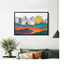 glass wall decor, canvas glass art, colorful abstract landscape, glass art wall decor, trendy wall decor,