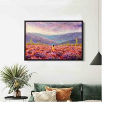 lavender field painting provence france landscape french countryside farm farmhouse original canvas wall art