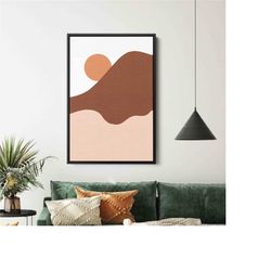 abstract sun art print, neutral canvas wall art, earth tone art, landscape wall art, boho canvas decor
