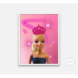 queen barbie poster instant download, altered barbie pop