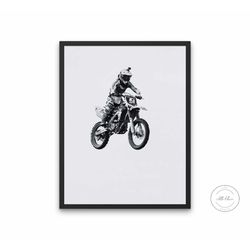 black and white motorcycle poster instant download, mountain