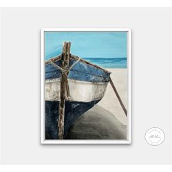 wood boat wall art instant download, beach house