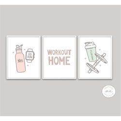 fitness poster set of 3 workout dcor instant