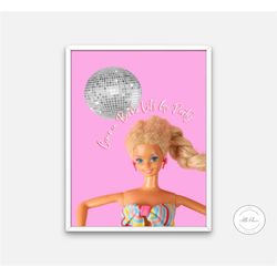 barbie disco ball poster digital print, come on