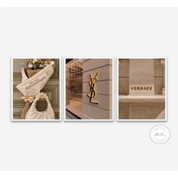 beige luxury designer posters set of 3 prints