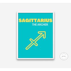 astrology poster sagittarius, sagittarius wall art zodiac poster