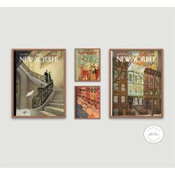 new yorker cover set of 4 digital prints,