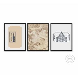 set of 3 vintage travel posters instant download,