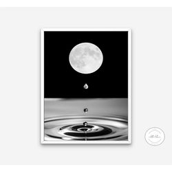 silver full moon poster instant download, indie wall