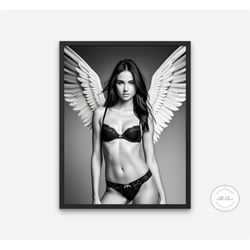 black and white angel picture printable, fashion posters,