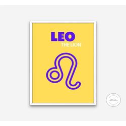 astrology poster leo, leo wall art zodiac poster