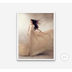 lady in chiffon dress glam poster instant download,
