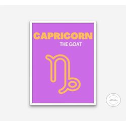 astrology poster capricorn, capricorn wall art zodiac poster
