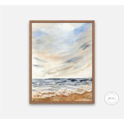 watercolor sea painting digital print, coastal poster print,