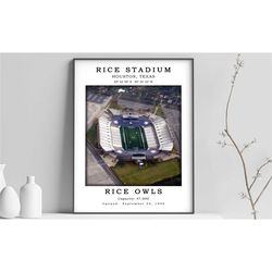 rice stadium canvas poster | rice stadium poster