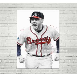 freddie freeman atlanta poster, canvas, baseball print, sports