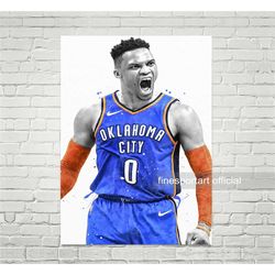 russell westbrook oklahoma city poster, canvas, basketball print,