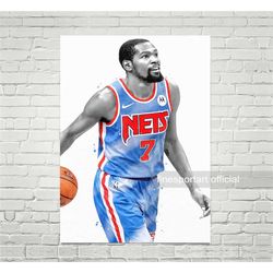 kevin durant brooklyn (v3) poster, canvas, basketball print,