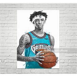 morant memphis poster, canvas, basketball print, sports wall