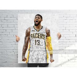 paul george indiana poster, canvas wrap, basketball framed