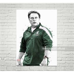 tom izzo poster, canvas, basketball coach print, sports