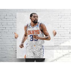 kevin durant phoenix poster, canvas wrap, basketball framed