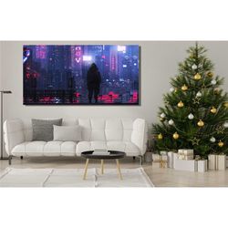 cyberpunk city canvas wall art,cyberpunk city poster, neo