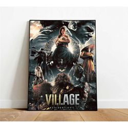 resident evil village poster, canvas wall art, rolled