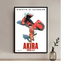 akira - red fighting anime poster - high quality canvas art print - room decoration - art poster for gift