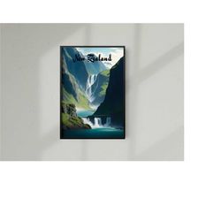 new zealand travel print, new zealand travel poster, milford sound print, south island print