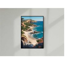 sardinia italy travel print, sardinia italy travel poster, sardinia italy coast travel poster