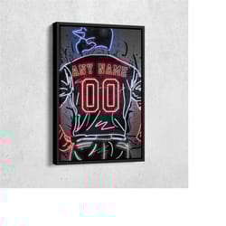 boston red sox jersey mlb neon personalized jersey custom name and number canvas wall art home decor framed poster man c