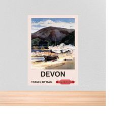 vintage travel british rail poster devon, vintage british rail travel print of devon, a4, a3, 12x16, 12x18, 5x7