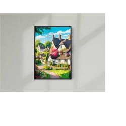 cotswolds england travel print cotswolds traditional village travel poster cotswolds country house travel print