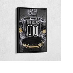 vegas golden knights jersey nhl neon personalized jersey custom name and number canvas wall art home decor framed poster