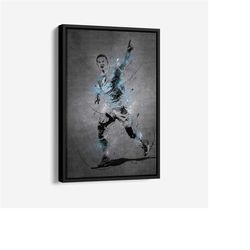 erling haaland poster neon splash manchester city epl framed canvas wall art print home decor man cave gift