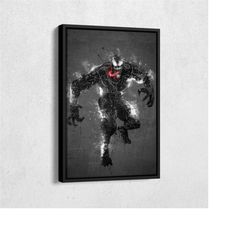 venom poster neon splash marvel comics framed canvas wall art print home decor man cave gift