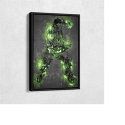 hulk poster neon splash marvel comics framed canvas wall art print home decor man cave gift